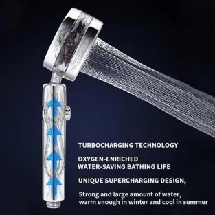Cap de dus turbo pro, cu elice pentru presiune apa, buton on/off 2