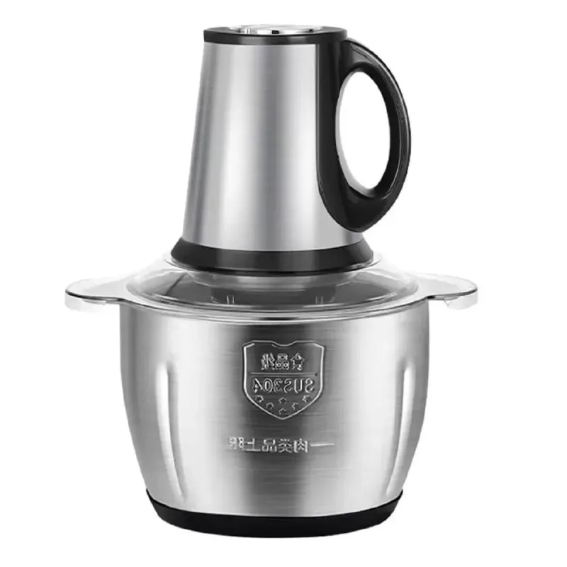 Tocator Electric 300W pentru Carne și Legume, 4 Lame Inox, 5L, Argintiu