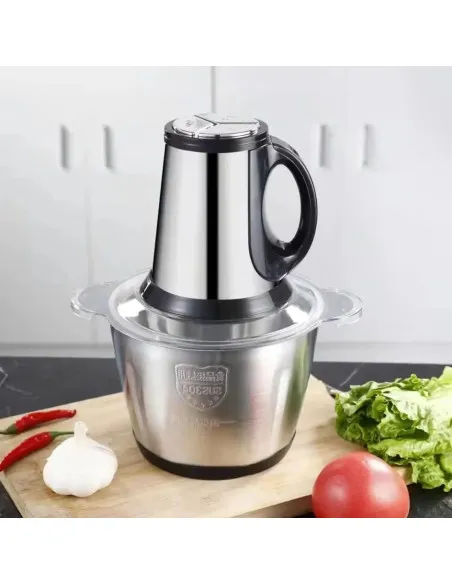 Tocator Electric 300W pentru Carne și Legume, 4 Lame Inox, 5L, Argintiu