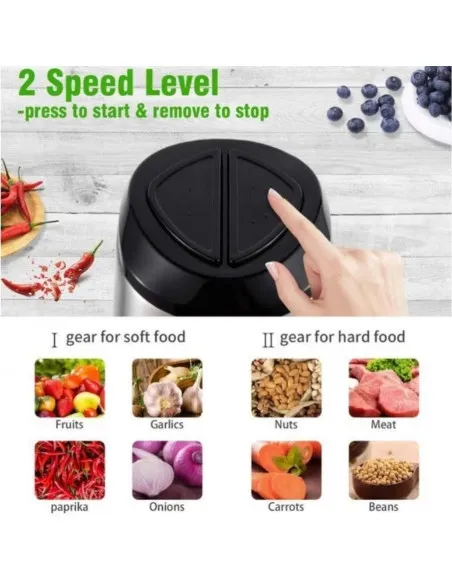 Tocator Electric 300W pentru Carne și Legume, 4 Lame Inox, 5L, Argintiu