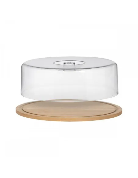 Suport din bambus pentru tort,capac plastic