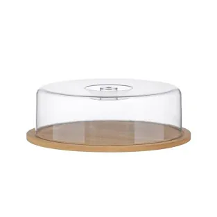 Suport din bambus pentru tort,capac plastic 2