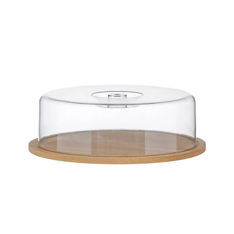 Suport din bambus pentru tort,capac plastic
