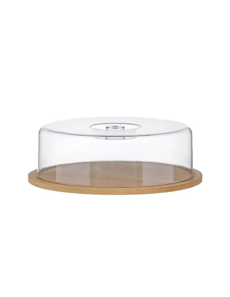 Suport din bambus pentru tort,capac plastic