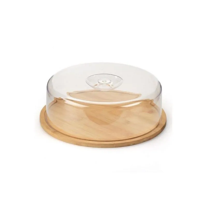 Suport din bambus pentru tort,capac plastic