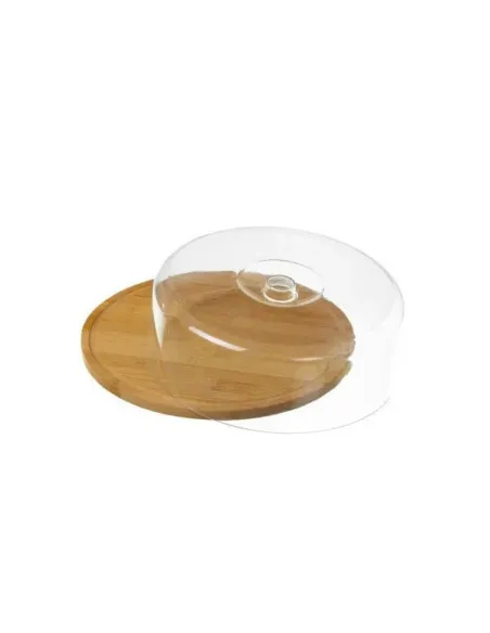Suport din bambus pentru tort,capac plastic