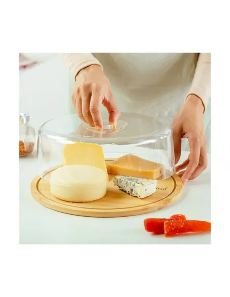 Suport din bambus pentru tort,capac plastic