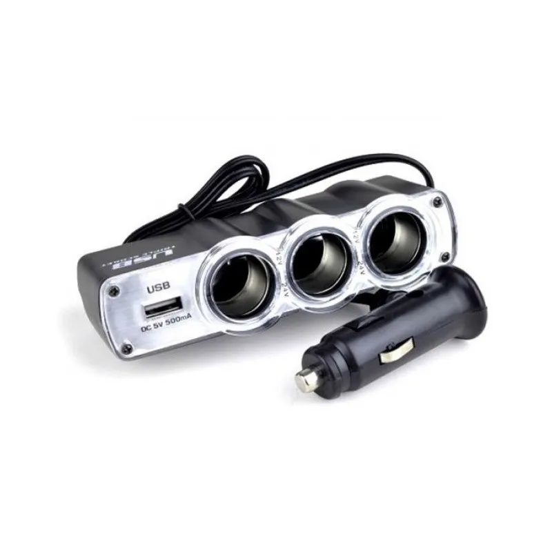 Priza tripla + USB pentru bricheta auto