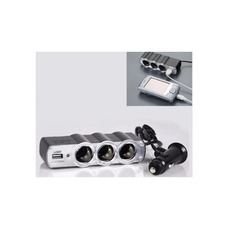 Priza tripla + USB pentru bricheta auto