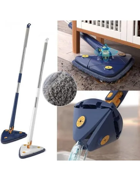 Mop Inovativ CleanMaster, Reglabil, Rotire 360°, Albastru