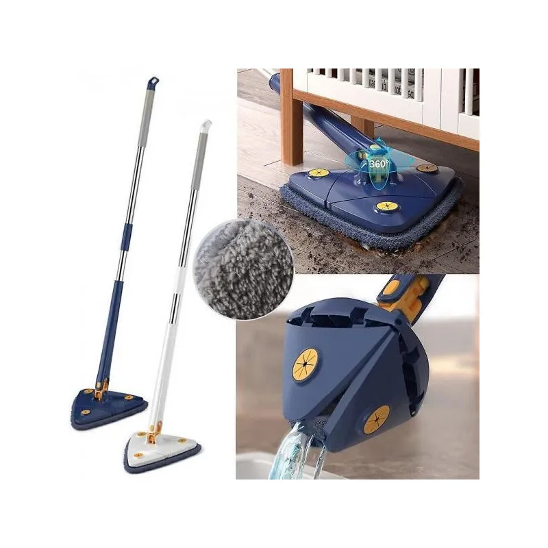 Mop Inovativ CleanMaster, Reglabil, Rotire 360°, Albastru