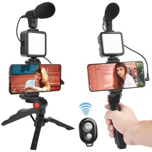 Trepied cu microfon si lumina pentru video, Kit AY-49 2