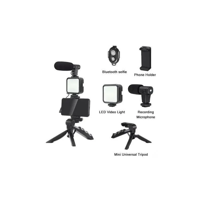 Trepied cu microfon si lumina pentru video, Kit AY-49