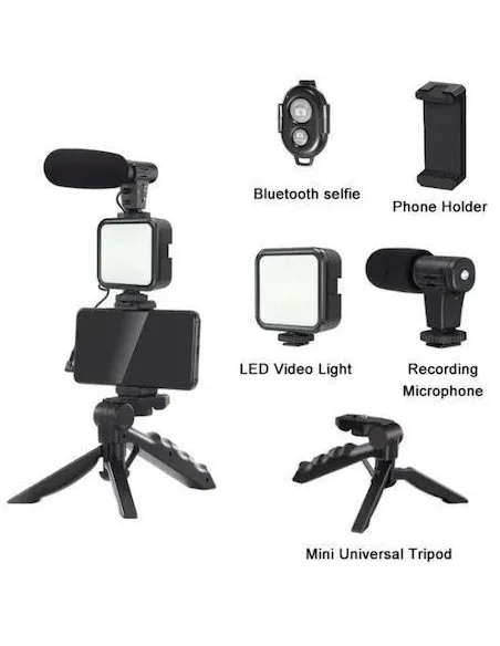 Trepied cu microfon si lumina pentru video, Kit AY-49