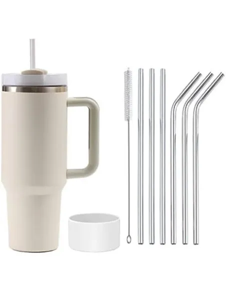 Cană Termică Moollyfox 1200 ml cu Pai Inox și Mâner
