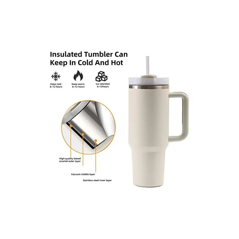Cană Termică Moollyfox 1200 ml cu Pai Inox și Mâner