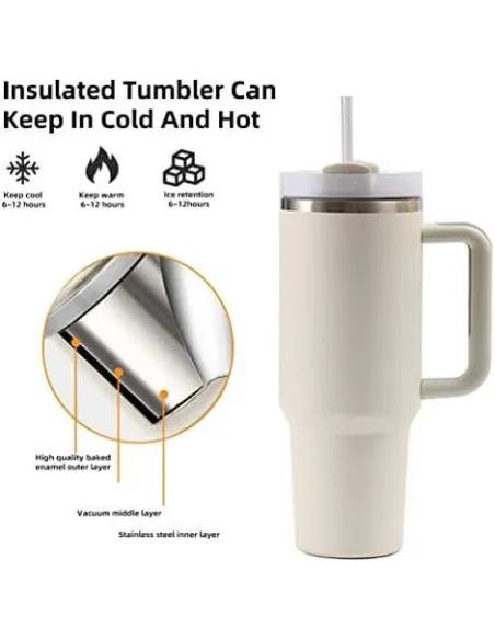 Cană Termică Moollyfox 1200 ml cu Pai Inox și Mâner