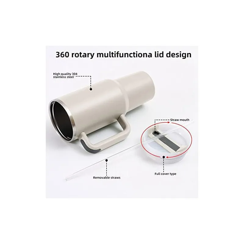 Cană Termică Moollyfox 1200 ml cu Pai Inox și Mâner