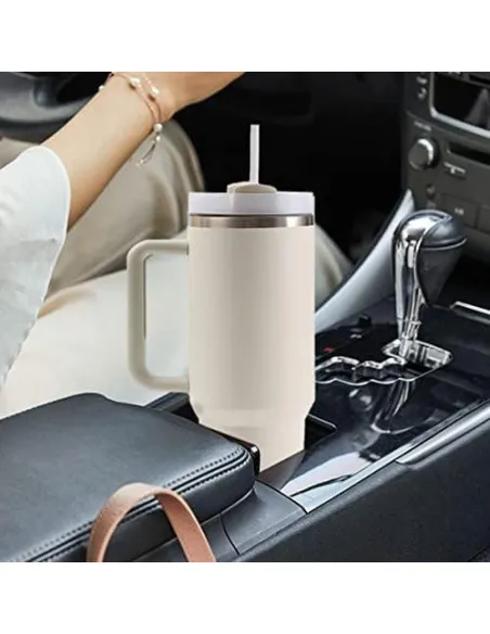 Cană Termică Moollyfox 1200 ml cu Pai Inox și Mâner