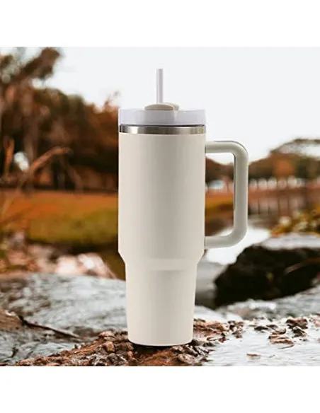 Cană Termică Moollyfox 1200 ml cu Pai Inox și Mâner