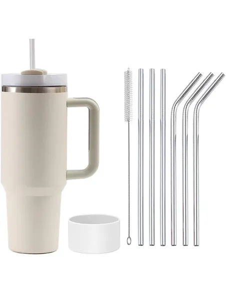 Cană Termică Moollyfox 1200 ml cu Pai Inox și Mâner