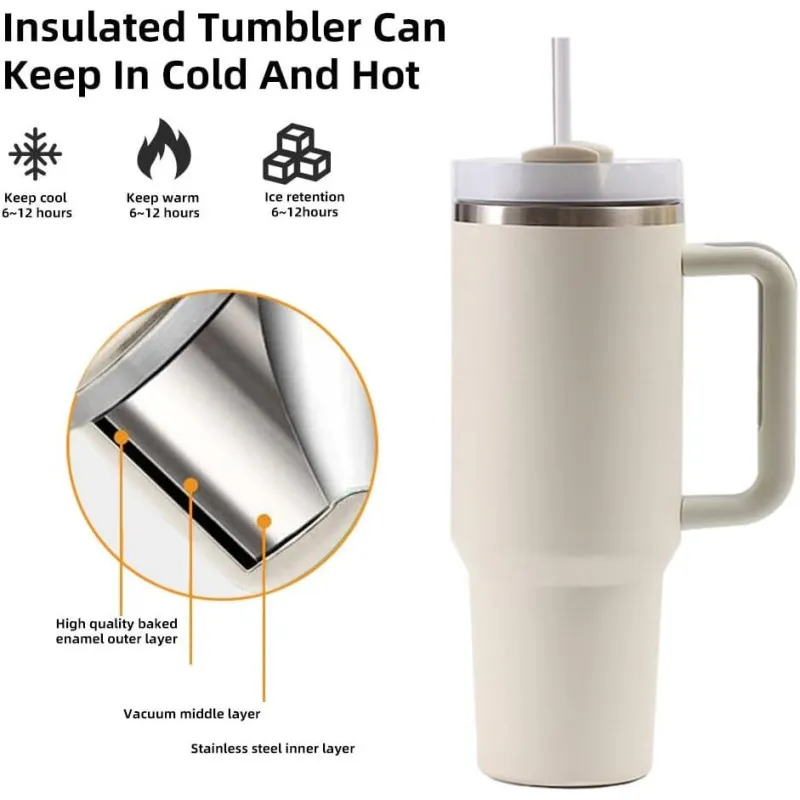 Cană Termică Moollyfox 1200 ml cu Pai Inox și Mâner