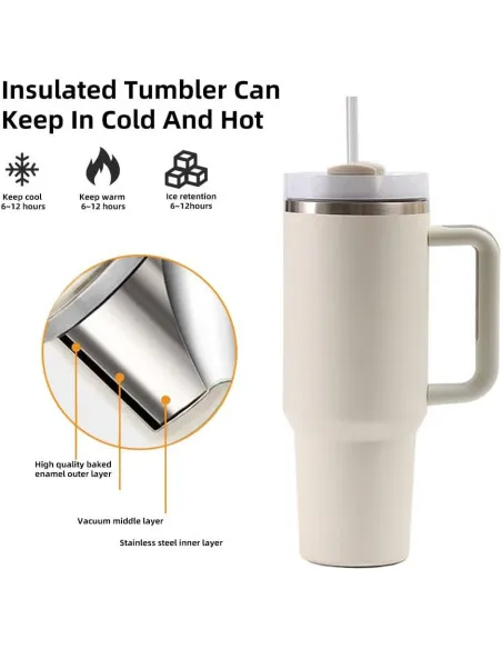 Cană Termică Moollyfox 1200 ml cu Pai Inox și Mâner