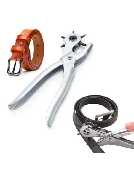 Cleste perforator pivotant cu 6 capete pentru gaurit curele