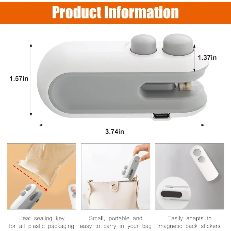 Aparat de sigilat pungi portabil, USB C