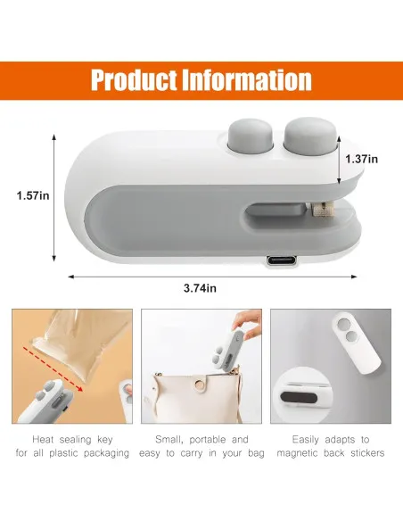 Aparat de sigilat pungi portabil, USB C