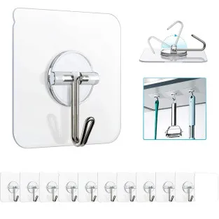 Set 12 x carlig autoadeziv pentru baie sau bucatarie , reutilizabil