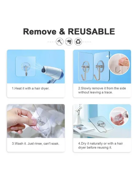 Set 12 x carlig autoadeziv pentru baie sau bucatarie , reutilizabil