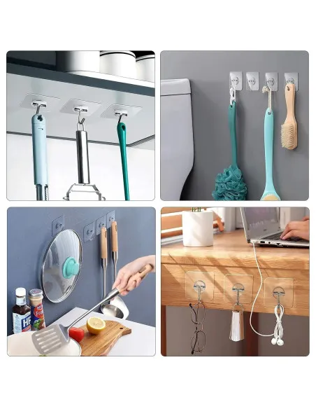 Set 12 x carlig autoadeziv pentru baie sau bucatarie , reutilizabil