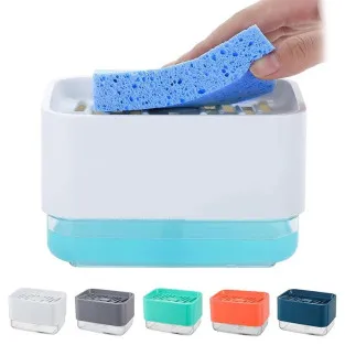 Dozator de săpun, cu pompă, pentru săpun lichid cu suport pentru burete 330ML