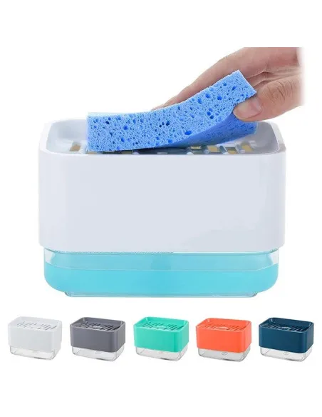 Dozator de săpun, cu pompă, pentru săpun lichid cu suport pentru burete 330ML