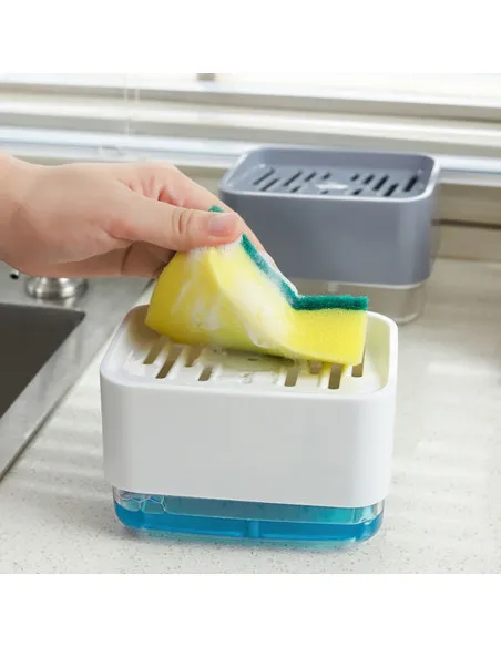 Dozator de săpun, cu pompă, pentru săpun lichid cu suport pentru burete 330ML
