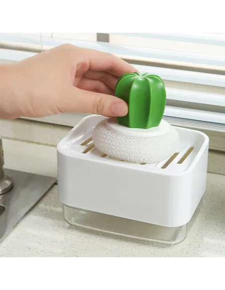 Dozator de săpun, cu pompă, pentru săpun lichid cu suport pentru burete 330ML