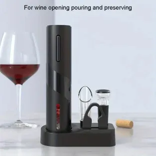 Set Deschizător de Sticle de Vin Electric Reîncărcabil USB și Tirbușon Automat, cu Accesorii Incluse 2