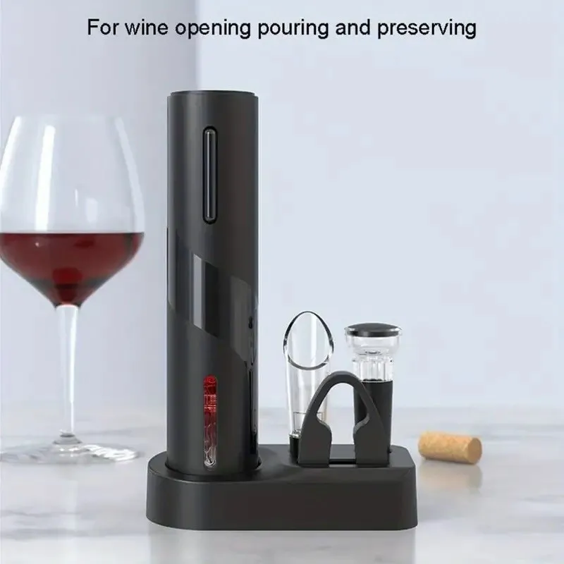 Set Deschizător de Sticle de Vin Electric Reîncărcabil USB și Tirbușon Automat, cu Accesorii Incluse