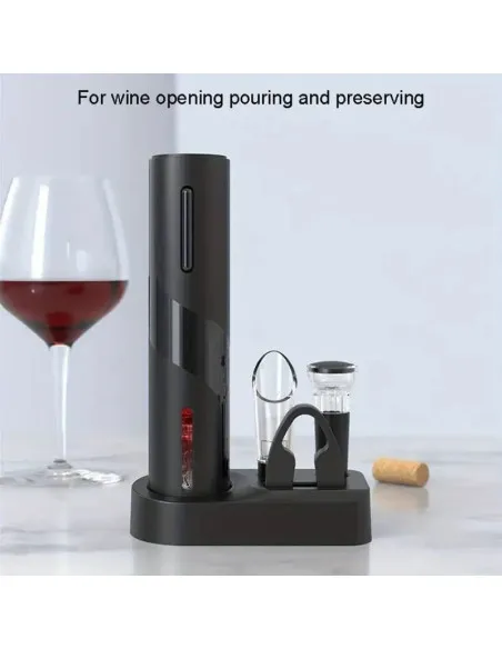 Set Deschizător de Sticle de Vin Electric Reîncărcabil USB și Tirbușon Automat, cu Accesorii Incluse