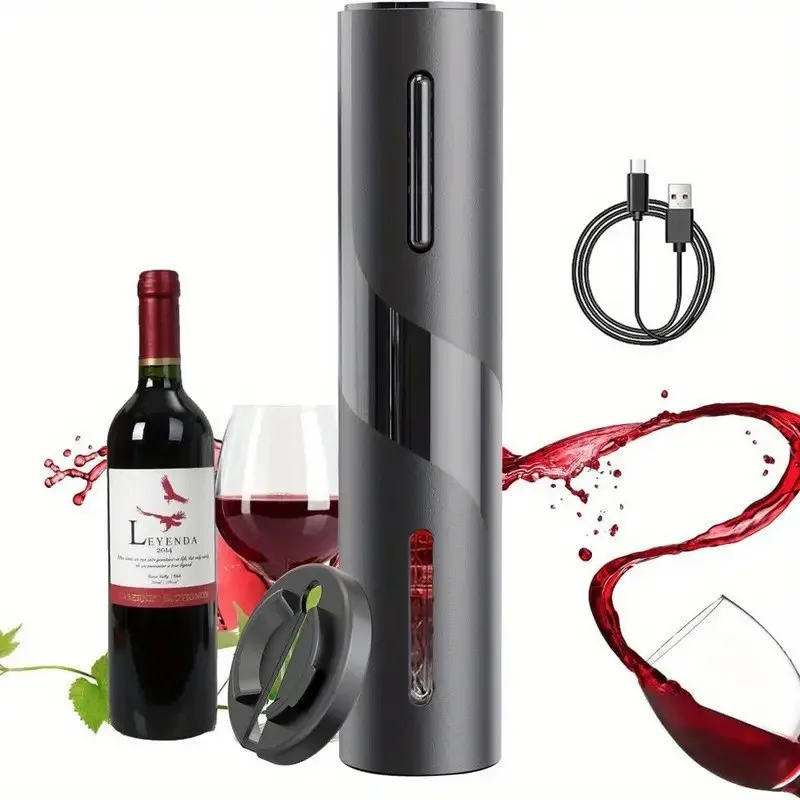 Set Deschizător de Sticle de Vin Electric Reîncărcabil USB și Tirbușon Automat, cu Accesorii Incluse