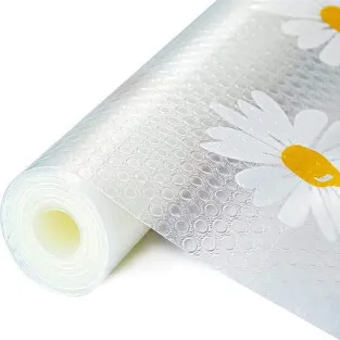 Folie de protectie pentru rafturi cu floricele albe 45 x 300cm