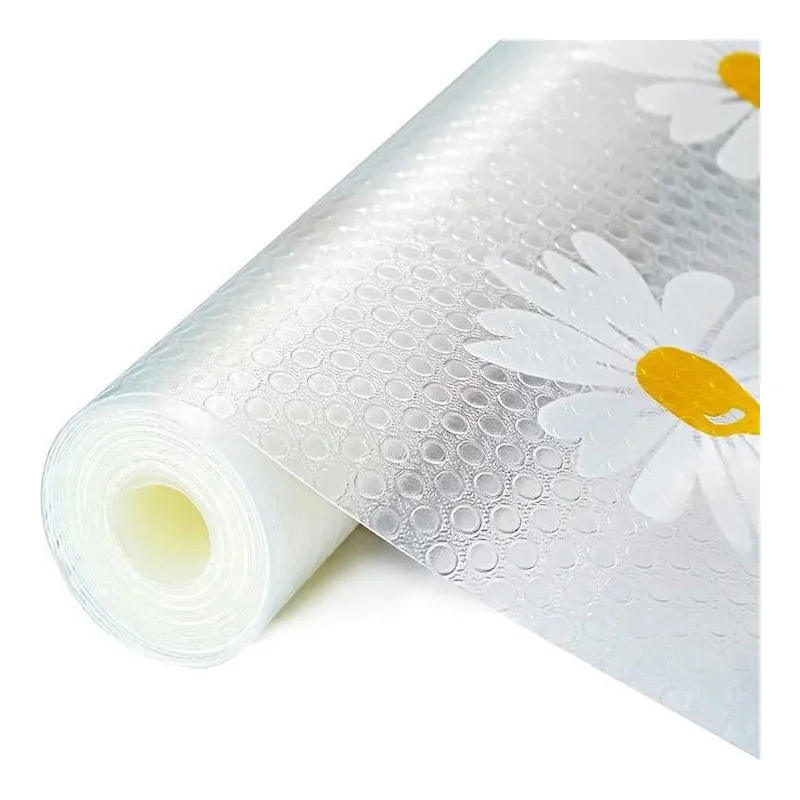 Folie de protectie pentru rafturi cu floricele albe 45 x 300cm