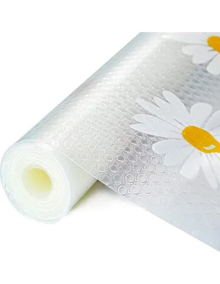 Folie de protectie pentru rafturi cu floricele albe 45 x 300cm