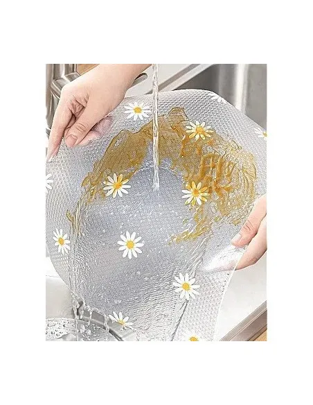 Folie de protectie pentru rafturi cu floricele albe 45 x 300cm