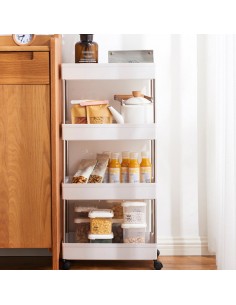 Etajera mobila cu roti si 4 rafturi, 87 x 14 x 41 cm