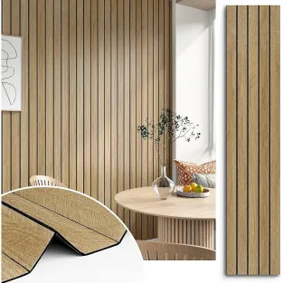  Set 5 x Tapet decorativ autoadeziv, aspect lemn vertical, 30x60cm, model 3D modern, pentru perete interior, imitatie riflaj