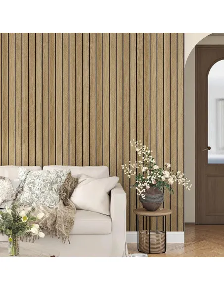  Set 5 x Tapet decorativ autoadeziv, aspect lemn vertical, 30x60cm, model 3D modern, pentru perete interior, imitatie riflaj