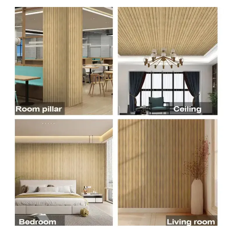  Set 5 x Tapet decorativ autoadeziv, aspect lemn vertical, 30x60cm, model 3D modern, pentru perete interior, imitatie riflaj