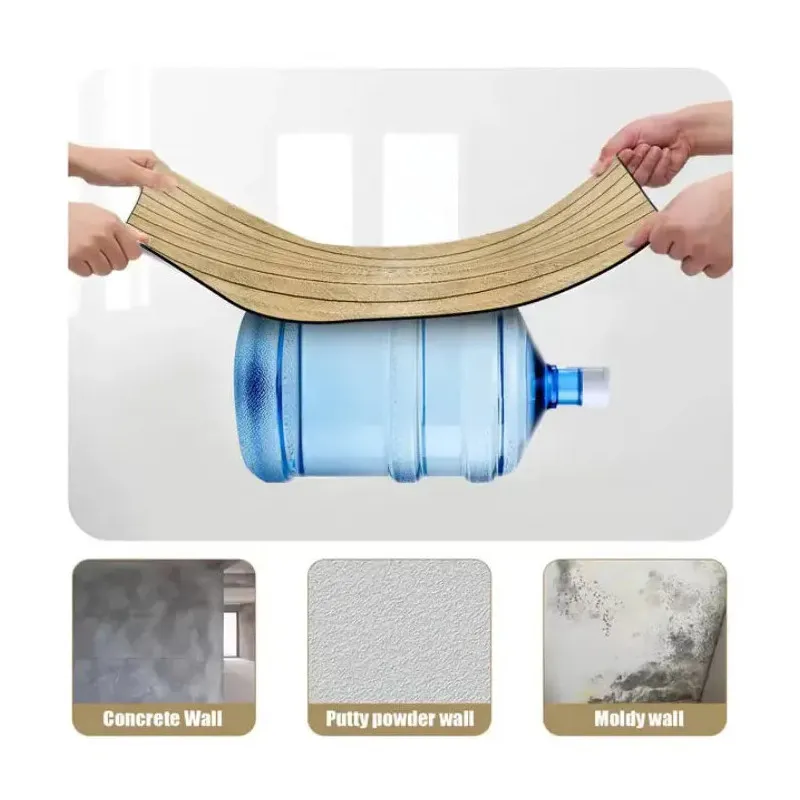  Set 5 x Tapet decorativ autoadeziv, aspect lemn vertical, 30x60cm, model 3D modern, pentru perete interior, imitatie riflaj